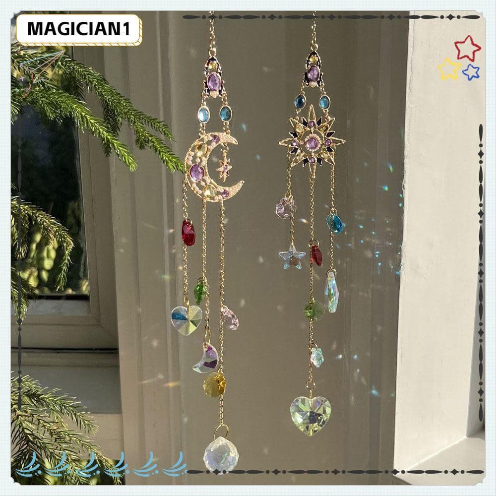 Sinos De Vento MAGICIAN Suncatcher , Decorações Suspensas Ao Ar Livre Feitas À Mão Da Lua Do Sol , Criativas