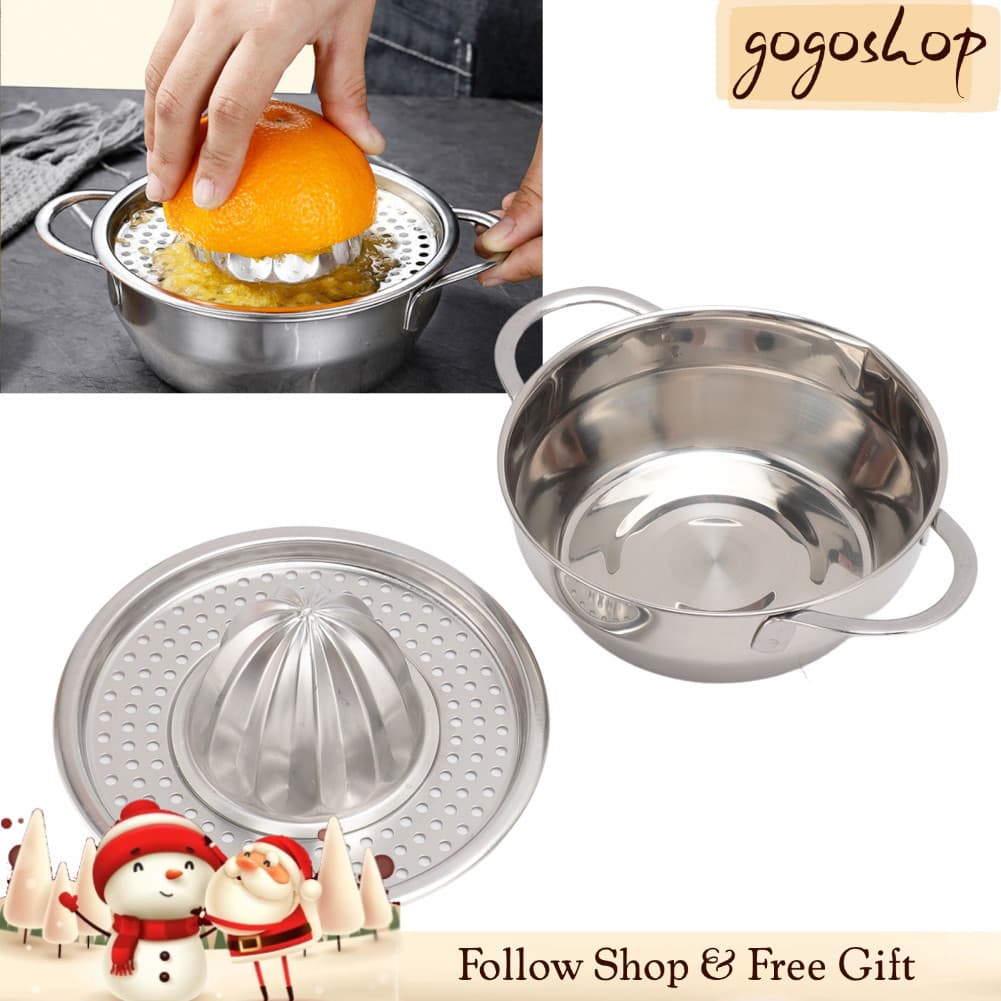 Gogoshopp-br Espremedor manual de aço inoxidável - espremedor de mão com tigela e filtro para frutas cítricas, compacto