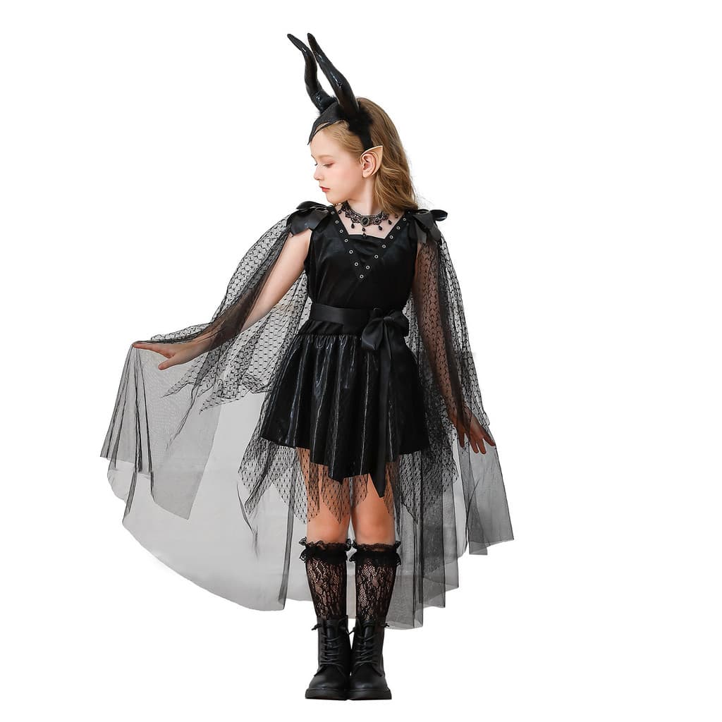 Fantasia infantil de bruxa, fantasia de performance de palco, roupas infantis, pequeno diabo, vampiro, bruxa, performanc