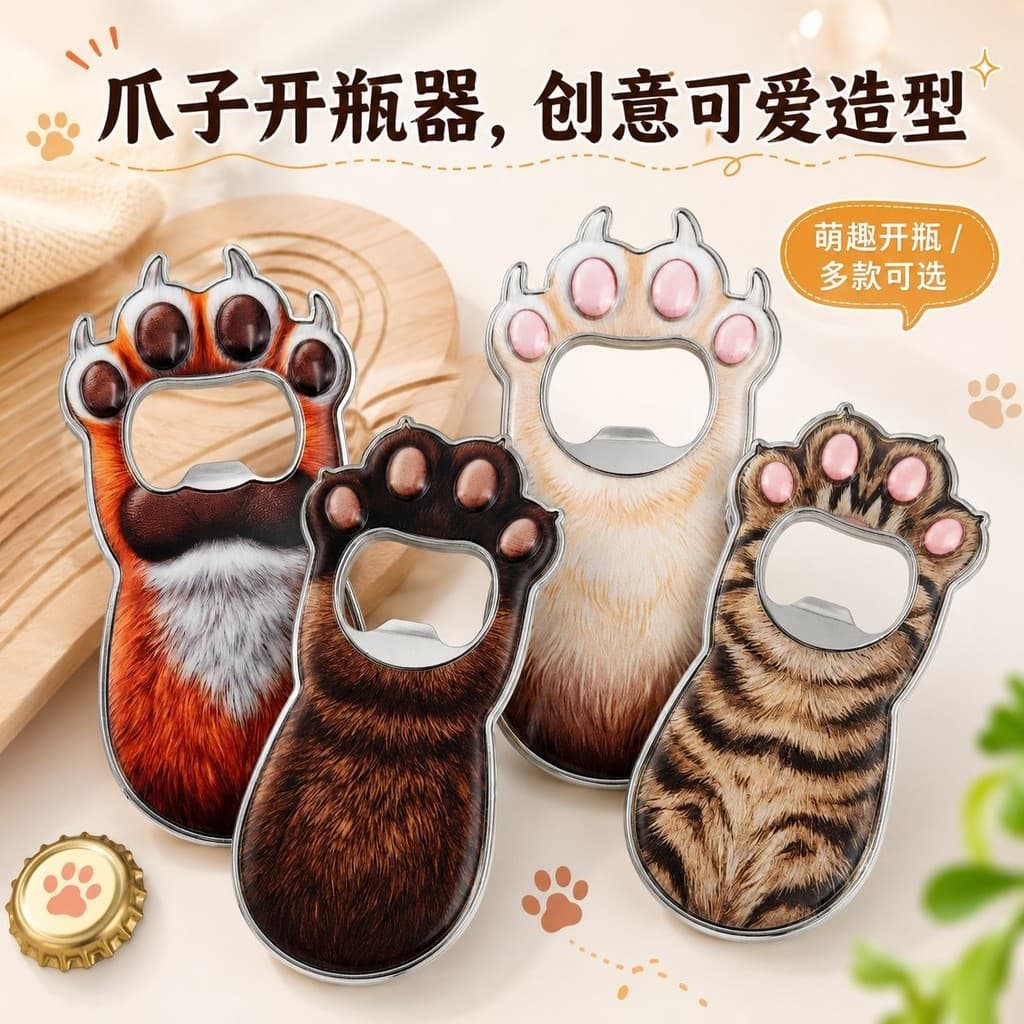 Criativo gato garra magnético saca-rolhas geladeira adesivo cerveja saca-rolhas doméstico brinquedo de descompressão cer