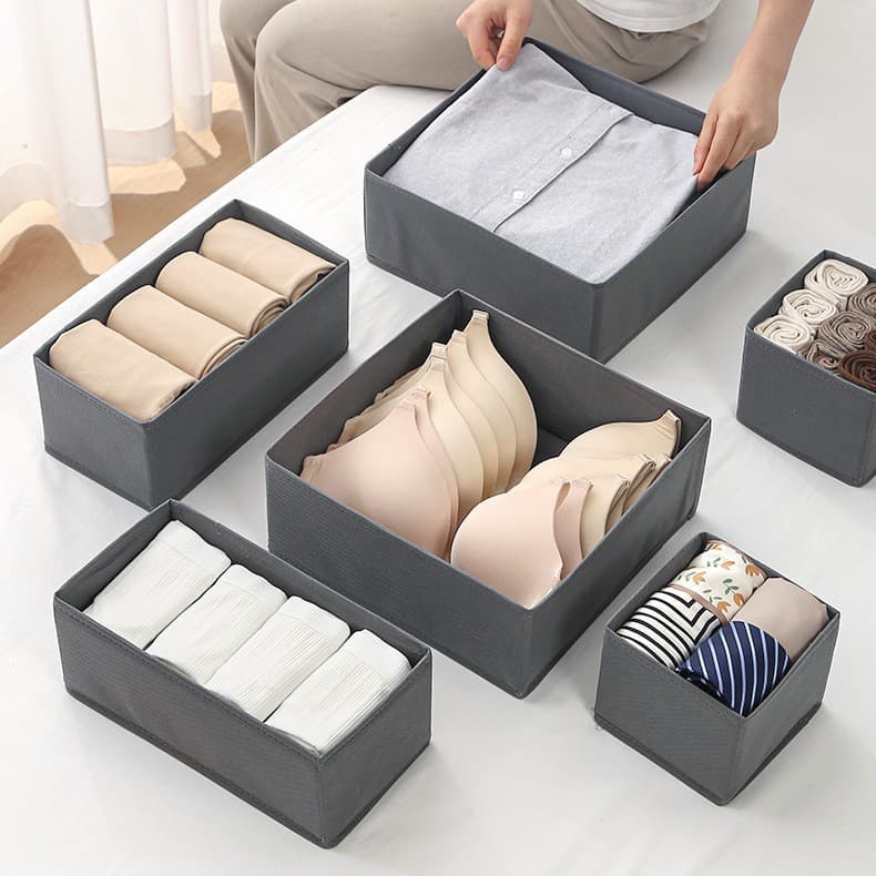 Caixa de armazenamento dobrável, caixa de armazenamento estilo gaveta de guarda-roupa, conjunto de seis peças para armaz