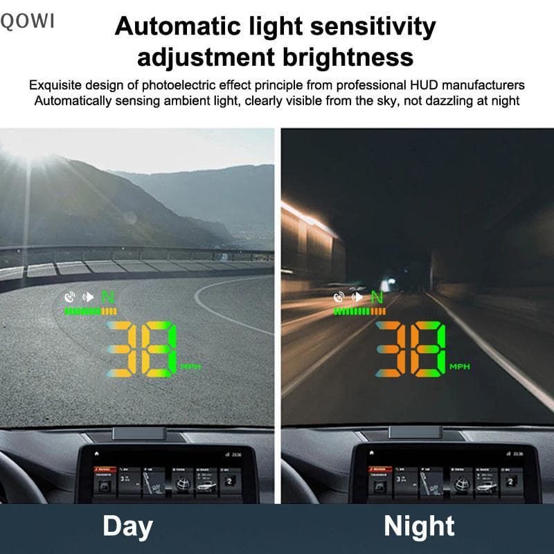 qo LED Velocímetro Do Carro HUD Veículos Medidores De Velocidade Pára-Brisa Head-Up Display Projetor GPS Posicionar Alar