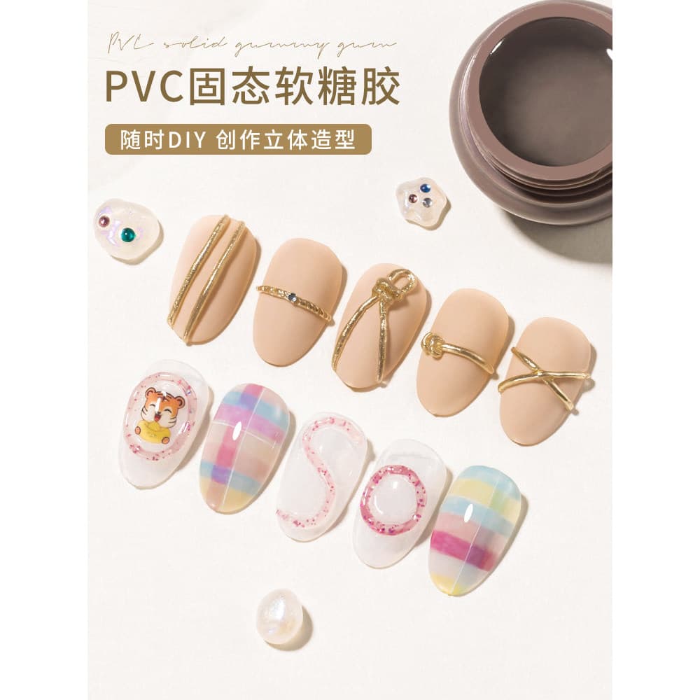 Manicure transparente 3D goma esculpida cola 2026 novo estilo PVC tridimensional sólido Gel modelo modelagem fototerapia