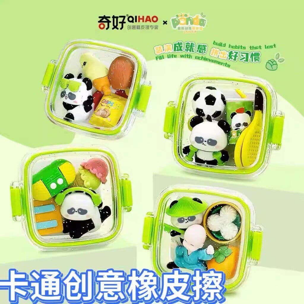 Curious Panda Tribo Eraser Fun Cartoon Box Bonito Crianças Estudantes Presentes de Jardim de Infância Prêmios Recompensa