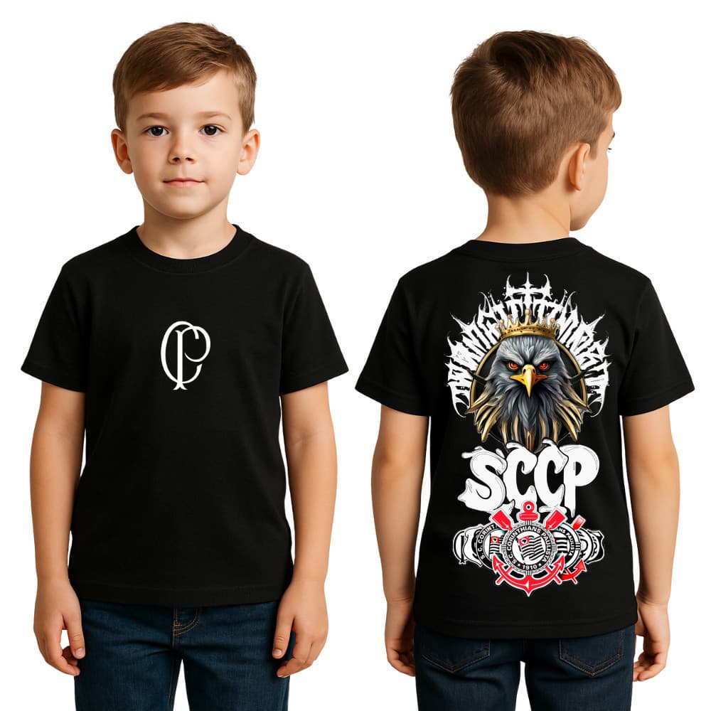 Camiseta Gaviões Tshirt Corinthians Moda Infantil Torcedor Camisa Para Criança