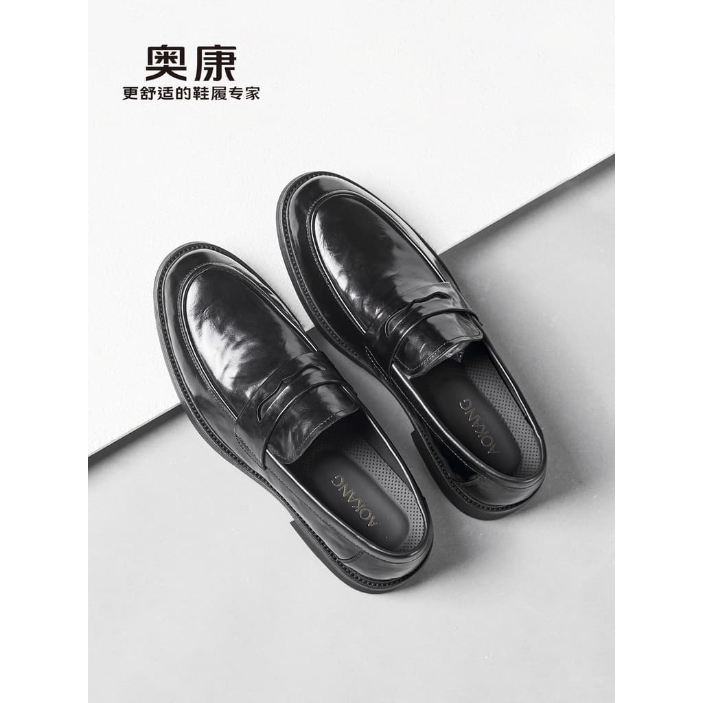 Okcom sapatos masculinos 2026 primavera outono novo estilo de couro genuíno negócios sapatos casuais de couro respirável