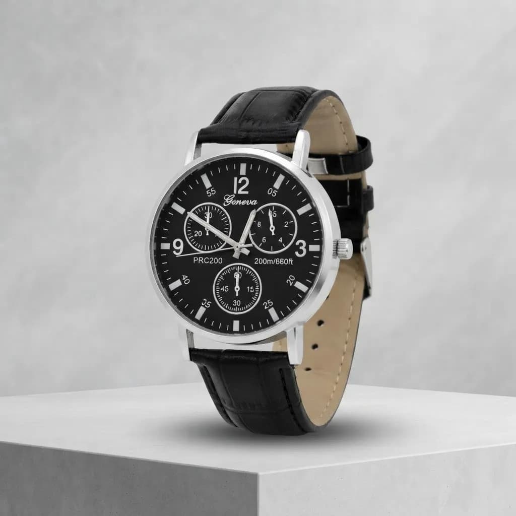 Relógio de Pulso Masculino Pulseira Tipo Couro Analógico Elegante Social Casual Presente Dia dos Pais Homem Adulto