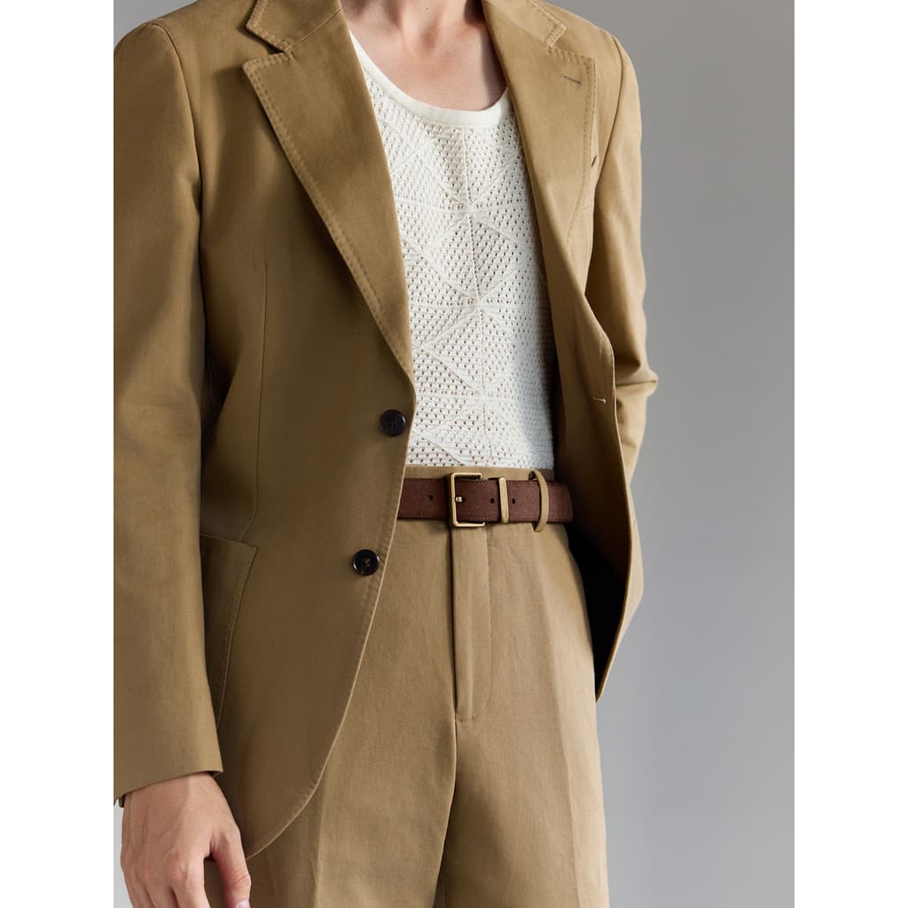 ThomWills Novo Estilo Cinto De Couro De Camurça Masculino Business Casual Retro Marrom Pin Fivela Cinto