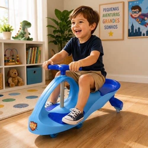 Carrinho Infantil Giratorio Design Moderno Confortavel Seguro Azul Divertido