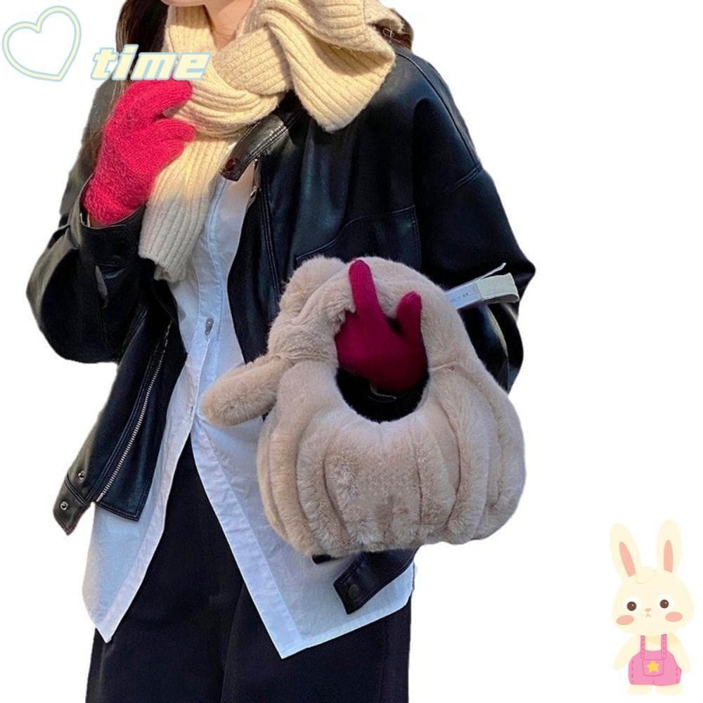 Bolsa Feminina TIME , Mini Sacola De Pelúcia Com Design Plissado , Formato Quadrado , Macia E Fofa Em De Nuvem