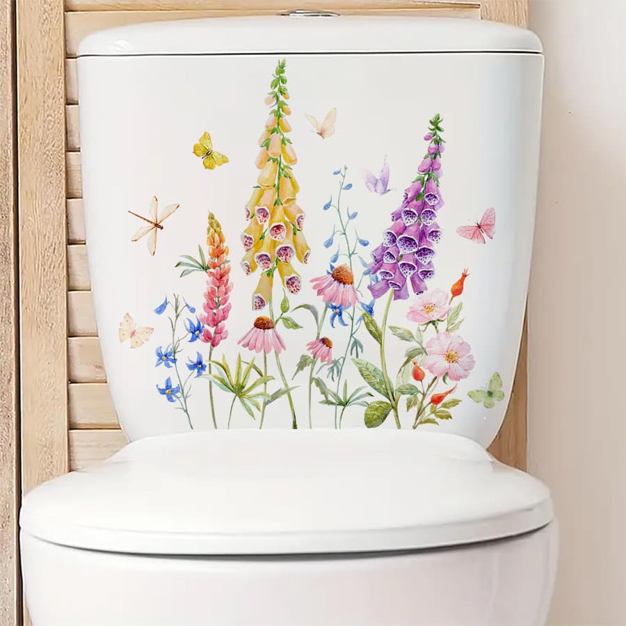 Adesivos de parede borboleta flor arbusto auto-adesivo adesivos de banheiro Xiaoxiangfeng adesivos de parede do banheiro