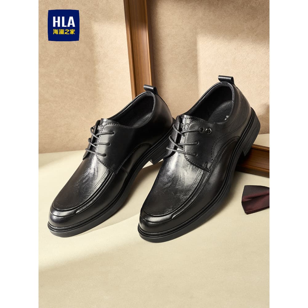 HLA/Hailan House sapatos masculinos 2026 novo estilo sapatos de couro masculino Formal Wear britânico em relevo negócios