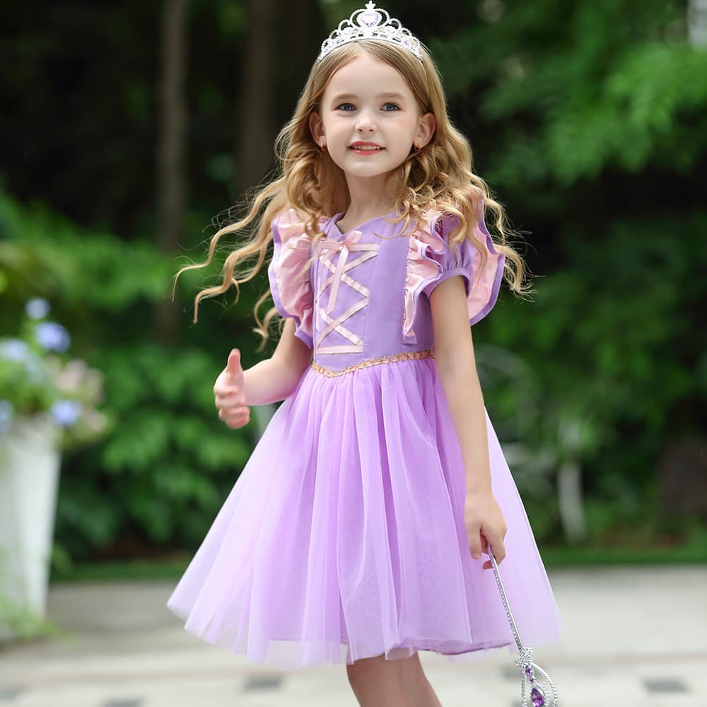 Novo estilo crianças cabelo longo vestido de princesa Halloween Disney menina vestido de princesa festa evento palco des