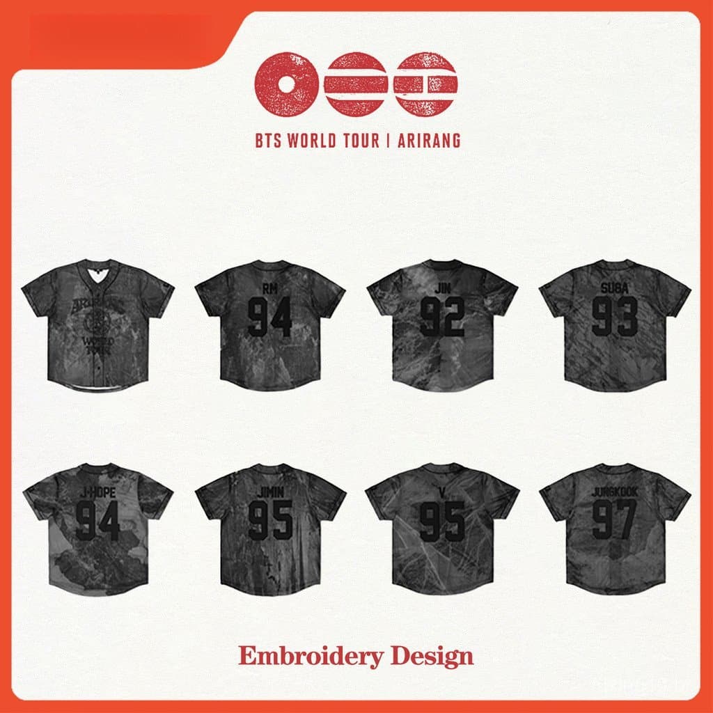 2026 BANGTAN ARIRANG TOUR Merch Bordado Jersey Unissex Plus Size JUNGKOOK SUGA V JIMIN Camisa Estampada Camiseta Vintage