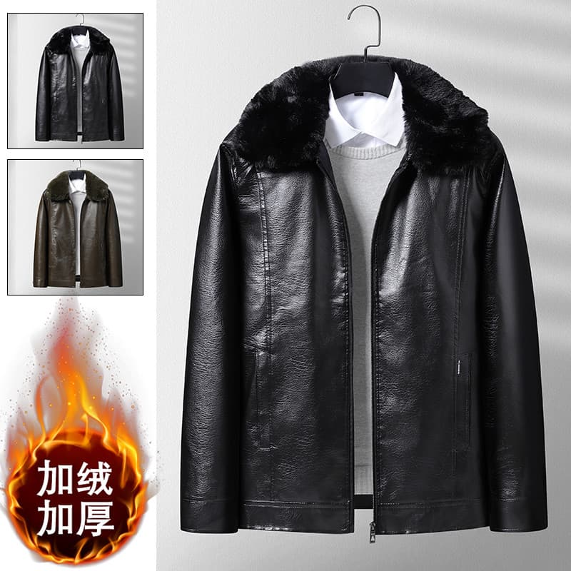 2026 inverno novo estilo forro de lã jaqueta de couro espessada masculina gola de pele jaqueta de algodão de couro mascu