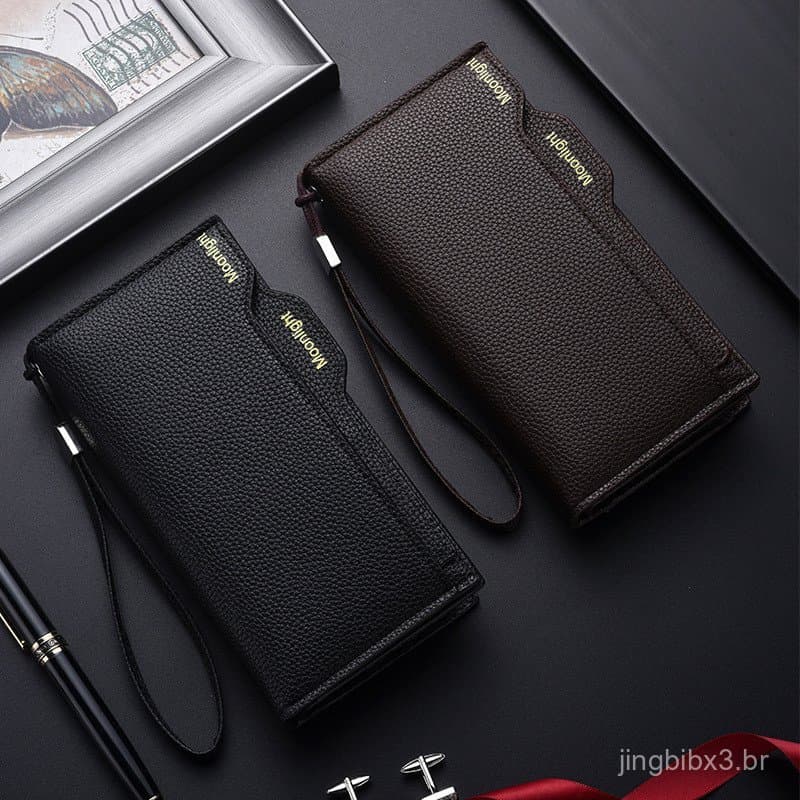 [Promoção] Nova Carteira Masculina de Couro Macio 2026, Grande Capacidade, Múltiplos Compartimentos para Cartões, Clutch