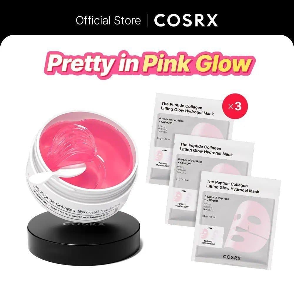 [COSRXOfficial]PrettyinPink-Lift&Bright | O Adesivo para Olhos de Colágeno Peptídico em Hidrogel (60 adesivos) | Máscara