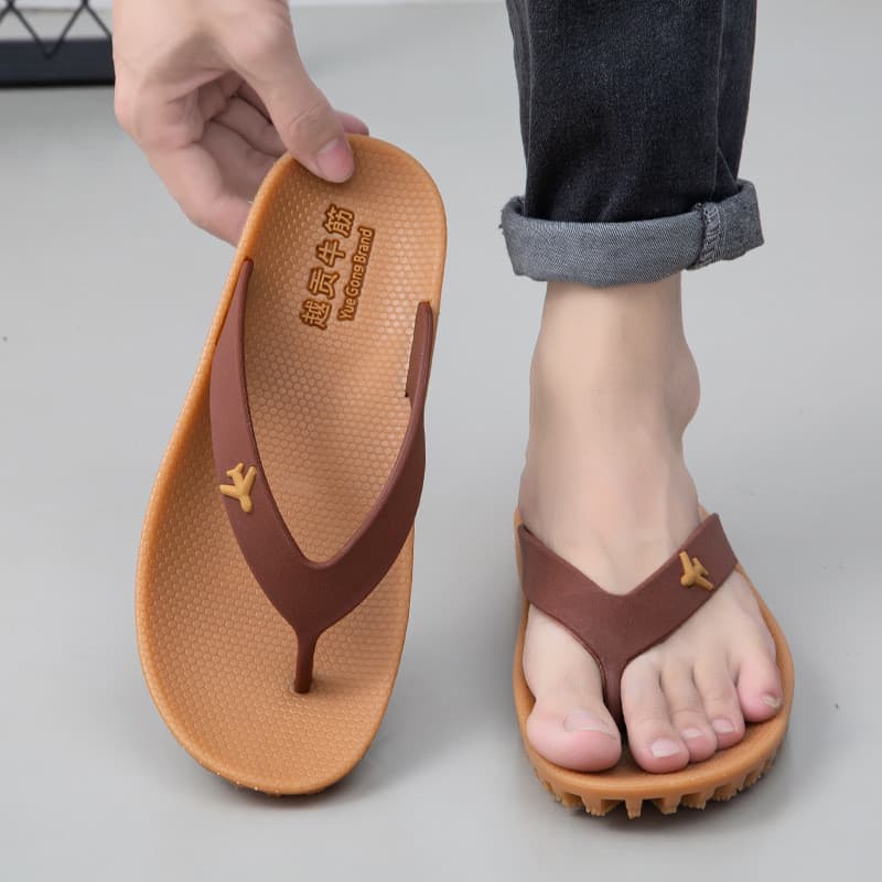 [Versão espessada] Chinelos masculinos de verão de borracha com sola grossa e antiderrapante para uso externo Vietnã