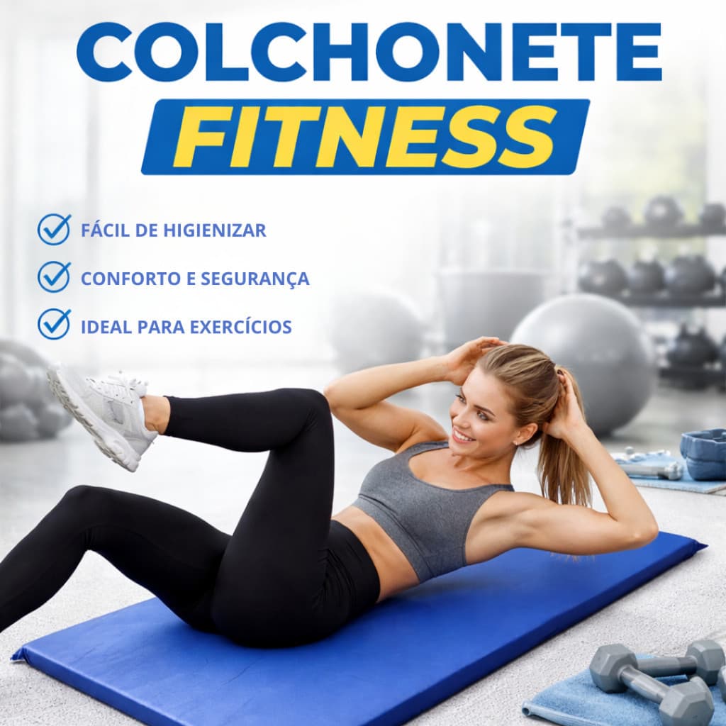 Colchonete Impermeável Azul 90x40x2cm Ideal para Treino Exercícios Academia Pilates Yoga Fitness Crianças Pequeno