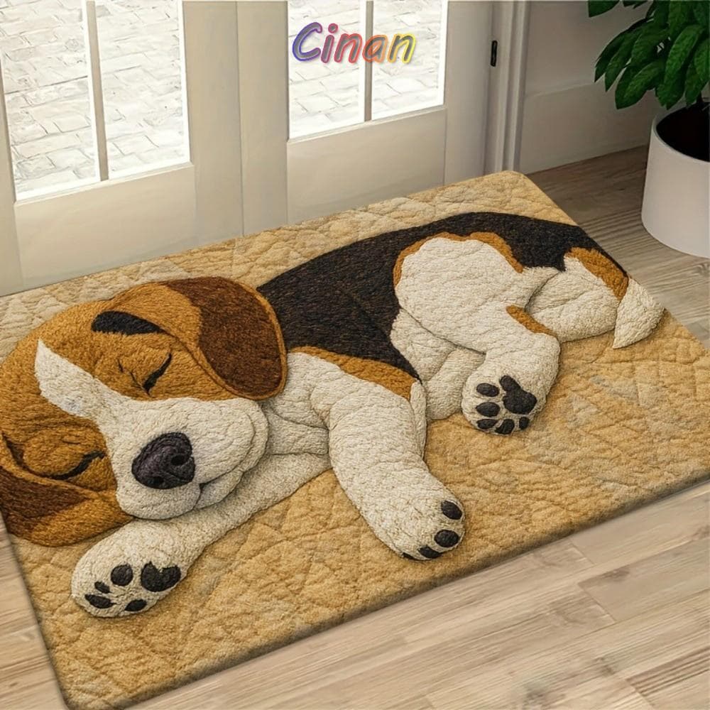Tapete De Chão CINAN Beagle , Banheiro Durável Antiderrapante Porta De Quarto Resistente À Abrasão Com Absorção De Água