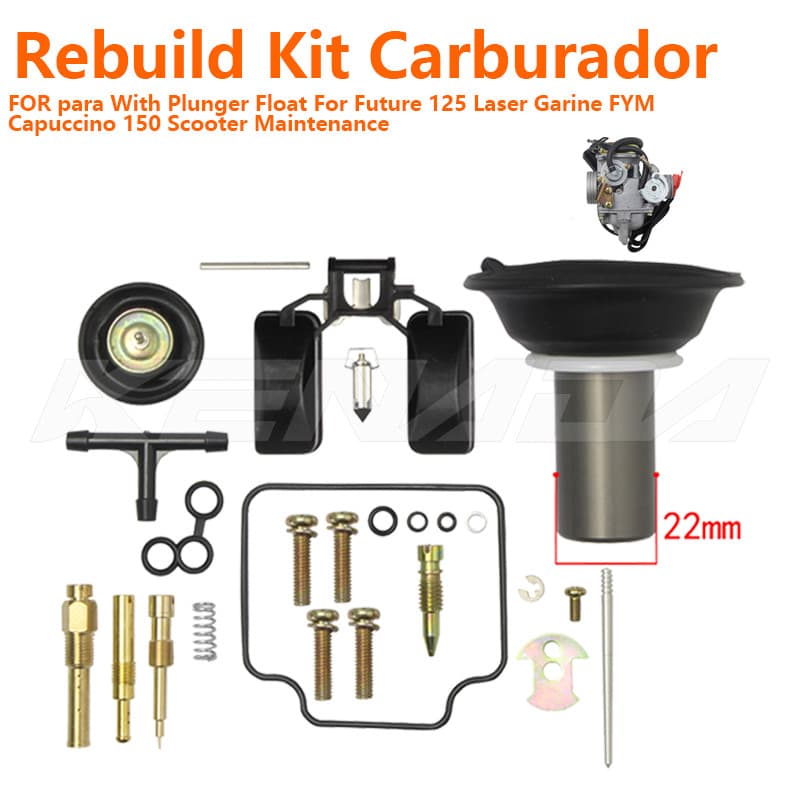 Kit Manutenção Reparo De Carburador Com Bóia E Êmbolo Pistão Scooter Dafra Laser 150cc Future 125cc Garini FYM GY6