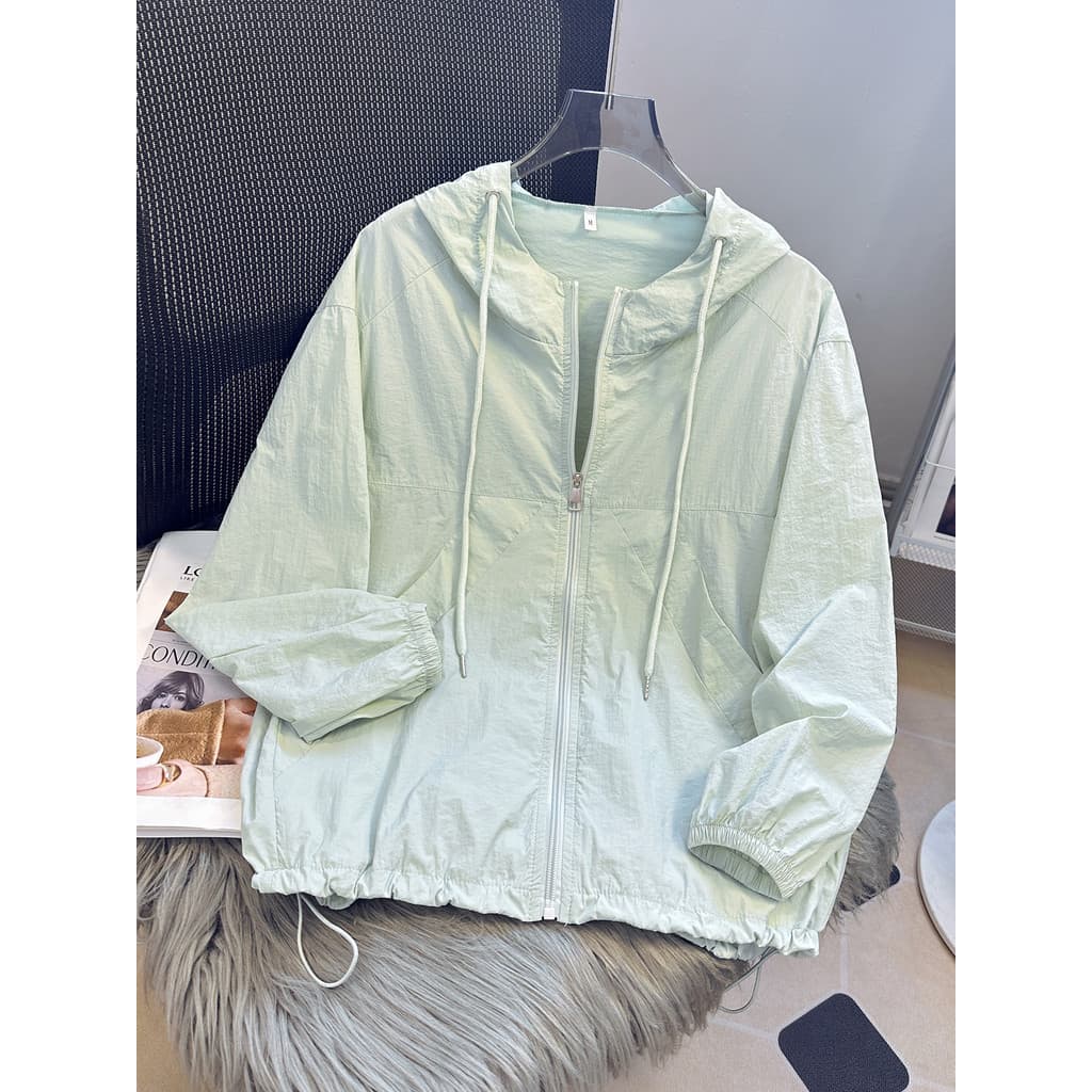 Ao ar livre de secagem rápida com capuz protetor solar roupas femininas novo estilo 2026 verão estilo Preppy Casual solt