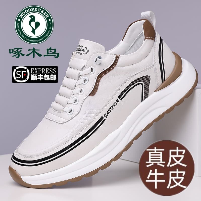 Woodpecker sapatos masculinos de couro genuíno esportes sapatos casuais leves sapatos de couro de sola macia respirável