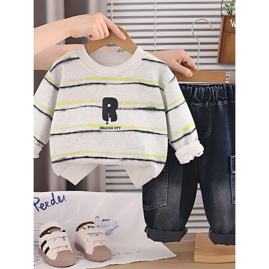 Terno de outono para meninos de um ano, Casual, bebê, primavera, outono, versão coreana, moletom, duas peças, bebê, cria