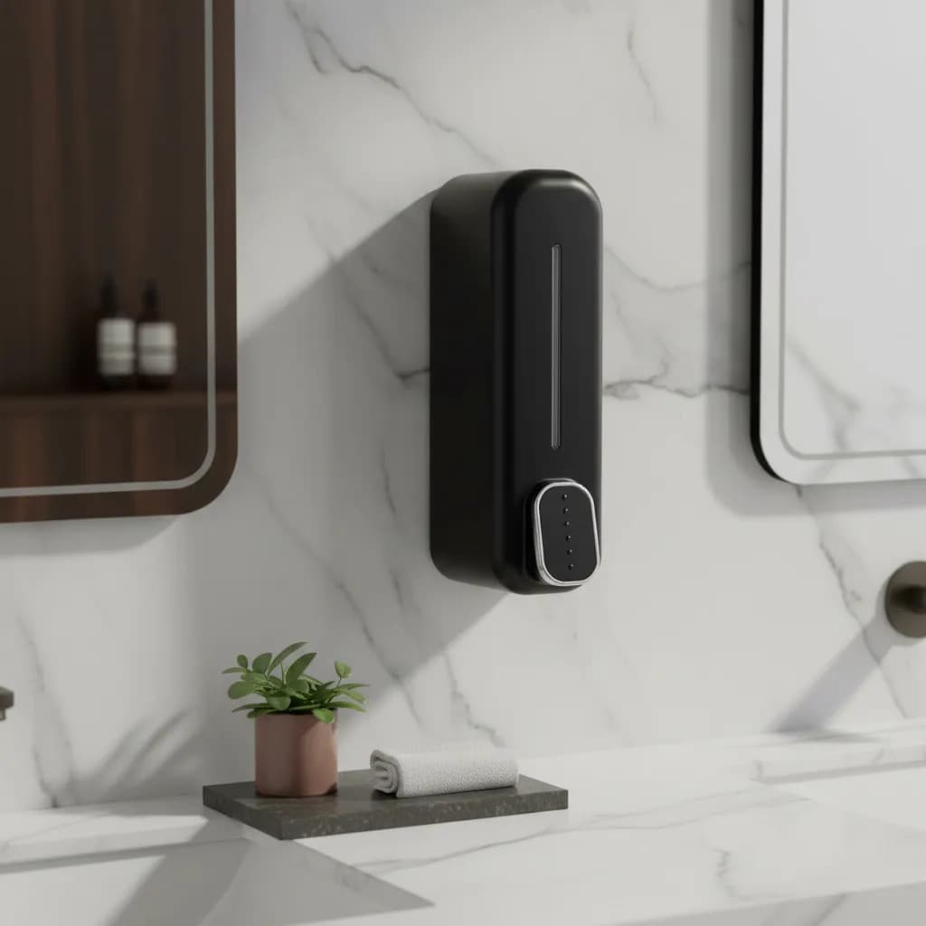 Dispenser Sabonete Líquido Parede Dosador Banheiro 300ml Preto Shampoo Organizador Saboneteira de Parede