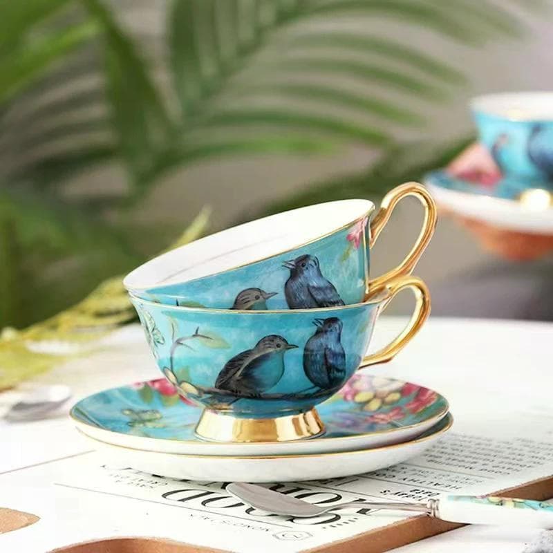 Novo estilo europeu osso China cerâmica xícara de café pires britânico tarde xícara de chá pires casa flor xícara de chá