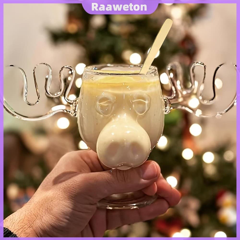 Caneca De Rena Transparente 240ml Copo De Bebida De Natal Vidro 8 Onças [Raaaweton.br]
