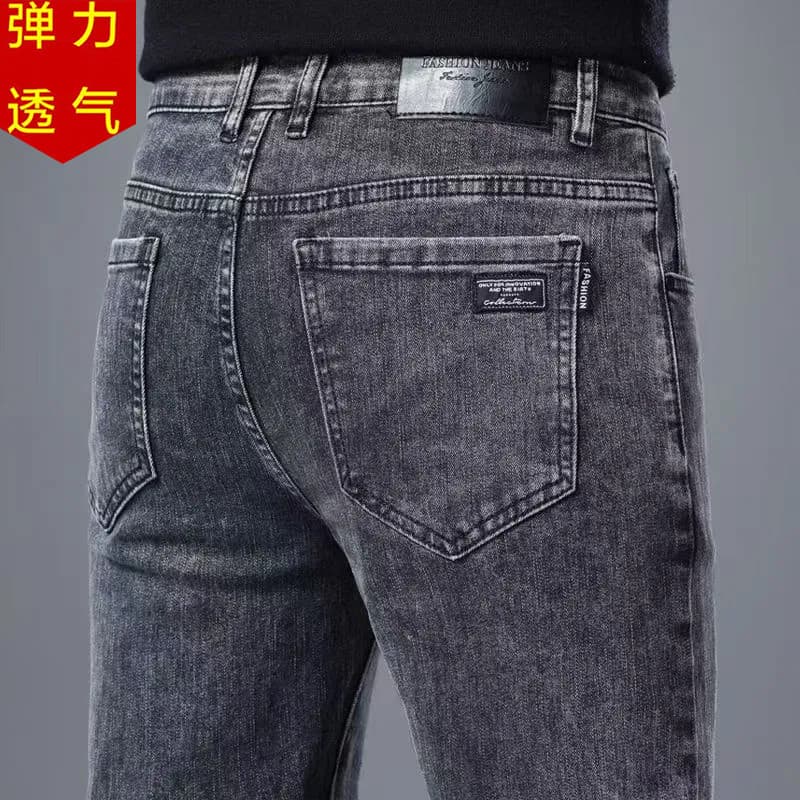 2026 calças de brim masculinas versão coreana magro-ajuste estiramento calças magras na moda juventude moda All-match ci