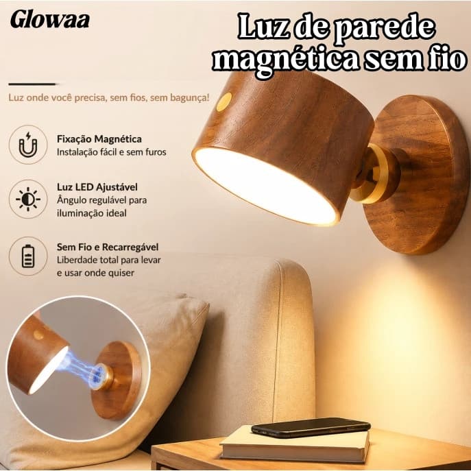 Lâmpada De Parede Sem fio Com Imã Luz de Leitura LED USB Moderna Luminaria de Dimmer Alimentada