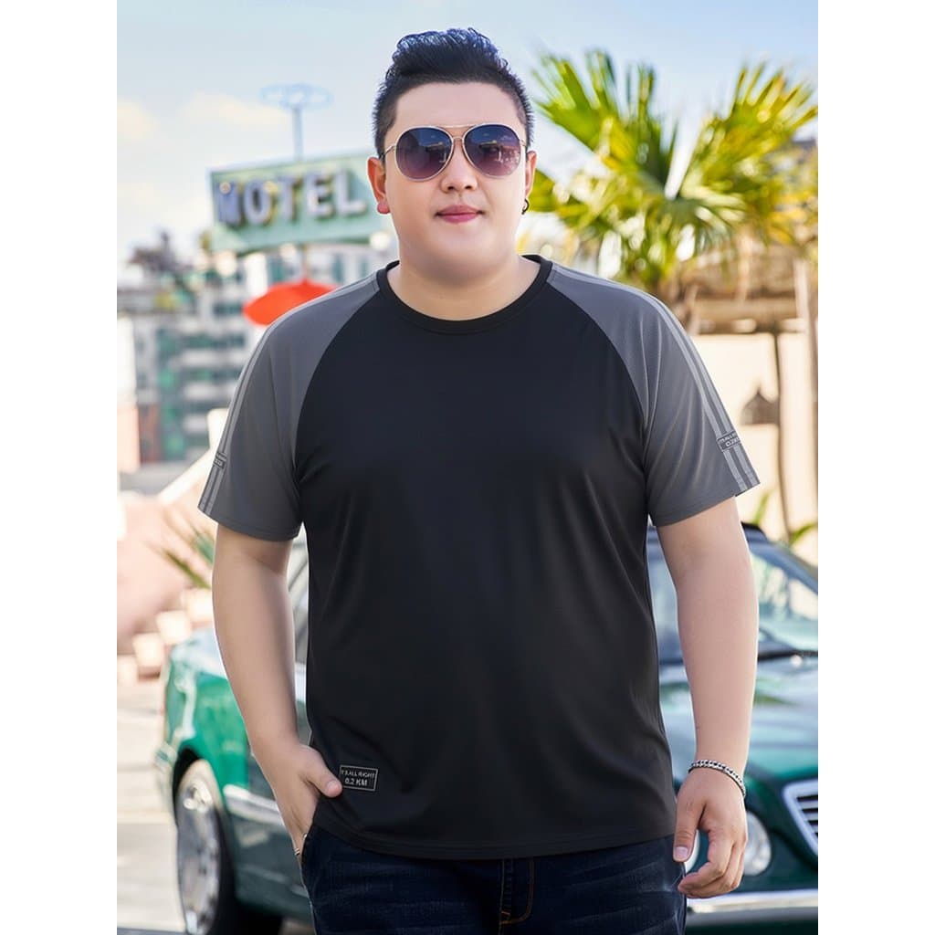 Verão novo estilo tamanho grande contraste cor de secagem rápida estilo americano na moda gordura masculina em torno do