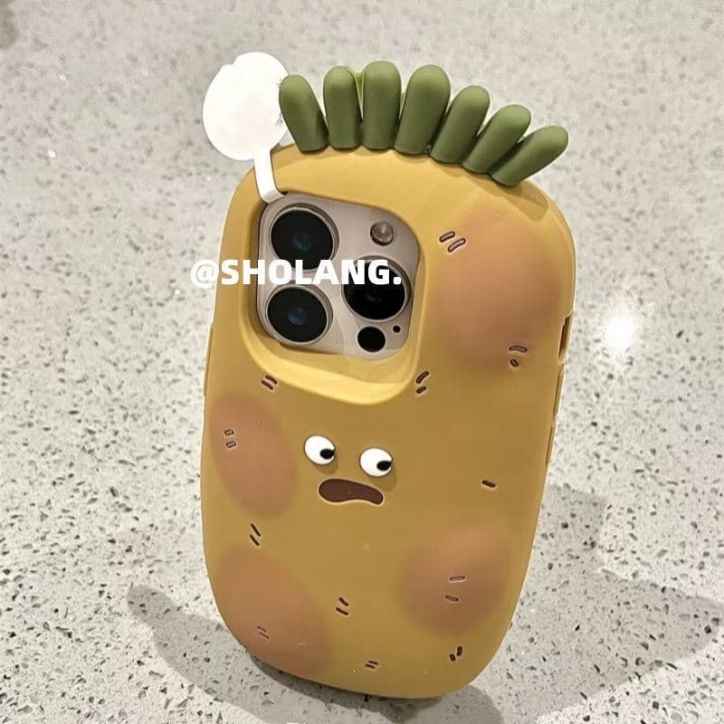 Desenhos animados tridimensional suspense batata iPhone16promax Apple 15 caso de telefone 14 Silicone 13 tudo incluído 1