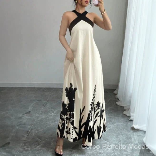 Estoque pronto envio rápido 2026 senhoras férias de verão halter pescoço halter gravata borboleta contraste cor vestido