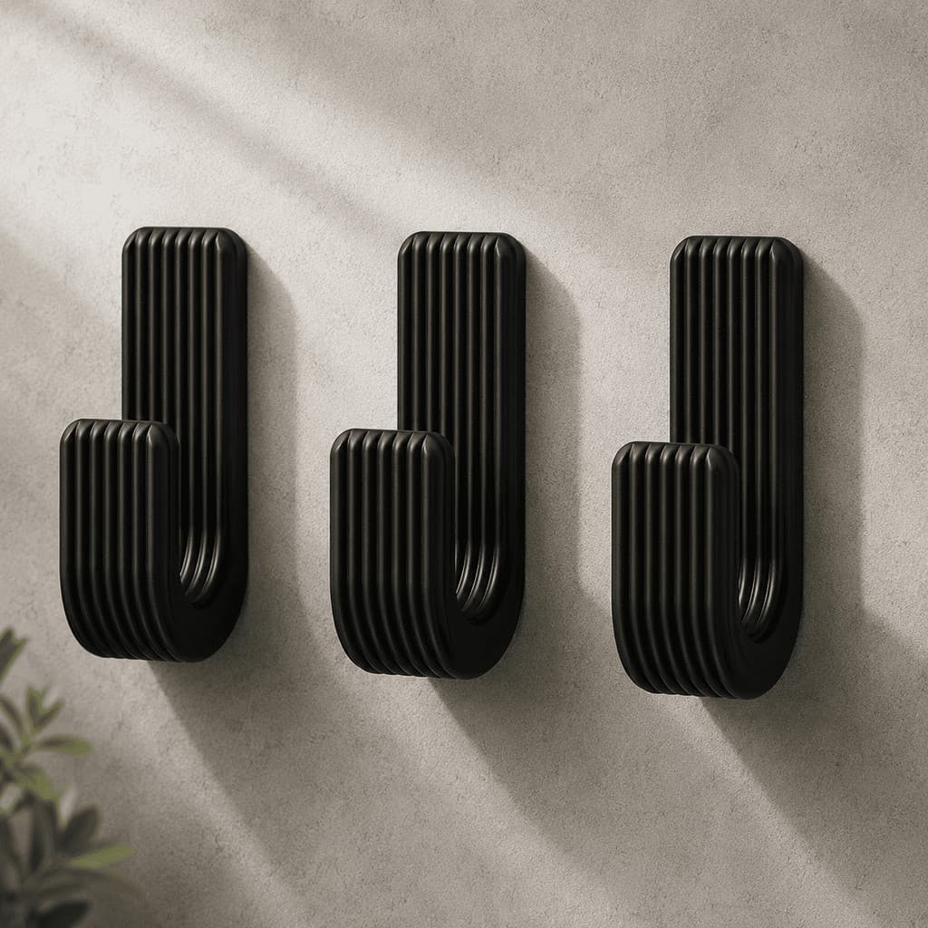 Kit 3 Ganchos Adesivos de Parede Sem Furo Cabide Toalheiro Moderno Minimalista Banheiro Cozinha Escritório Dupla Face