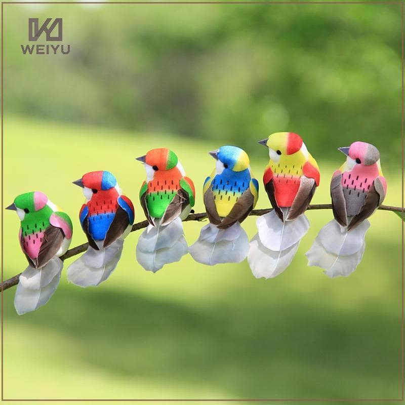WEIYU 3/6Pcs 3D Falso Artesanato Pássaros Penas De Espuma Artificial Decorações De Festa De Aniversário Casa Jardim Deco