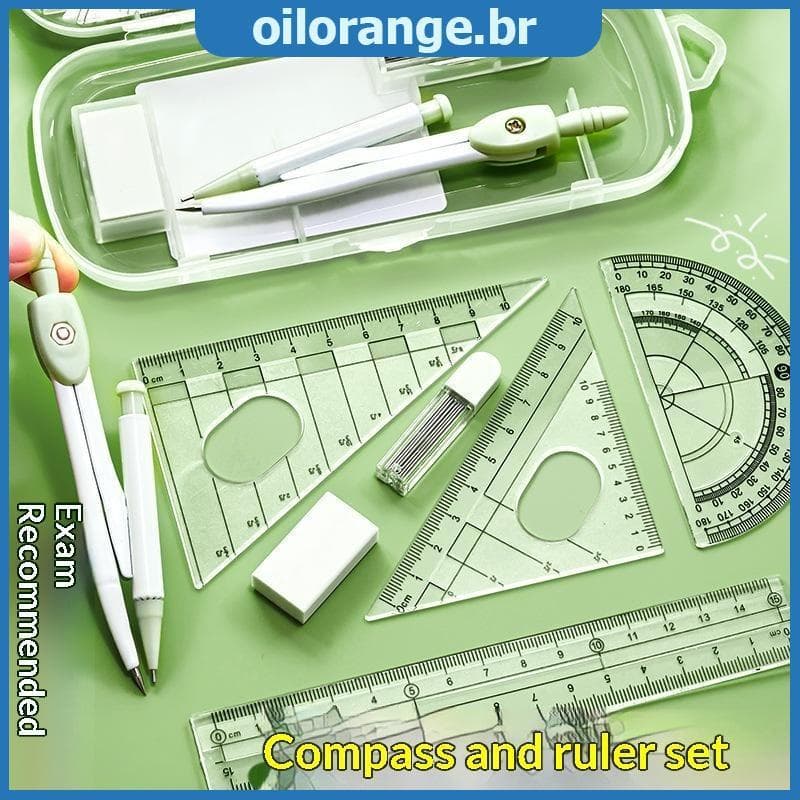 Conjunto De Papelaria OLL Tamanho De Viagem 3/8 Unidades Mini Régua De Plástico Bússolas Kit De Borracha Para Esboços Ao