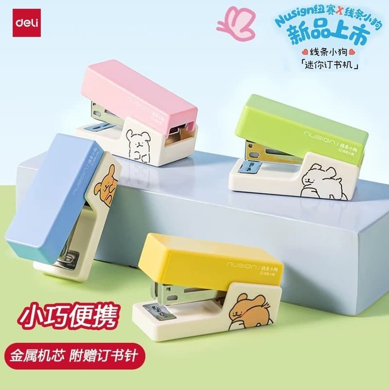 Mini grampeador com grampos, grampeador para estudantes, grampeador infantil com desenhos animados, material de escritór