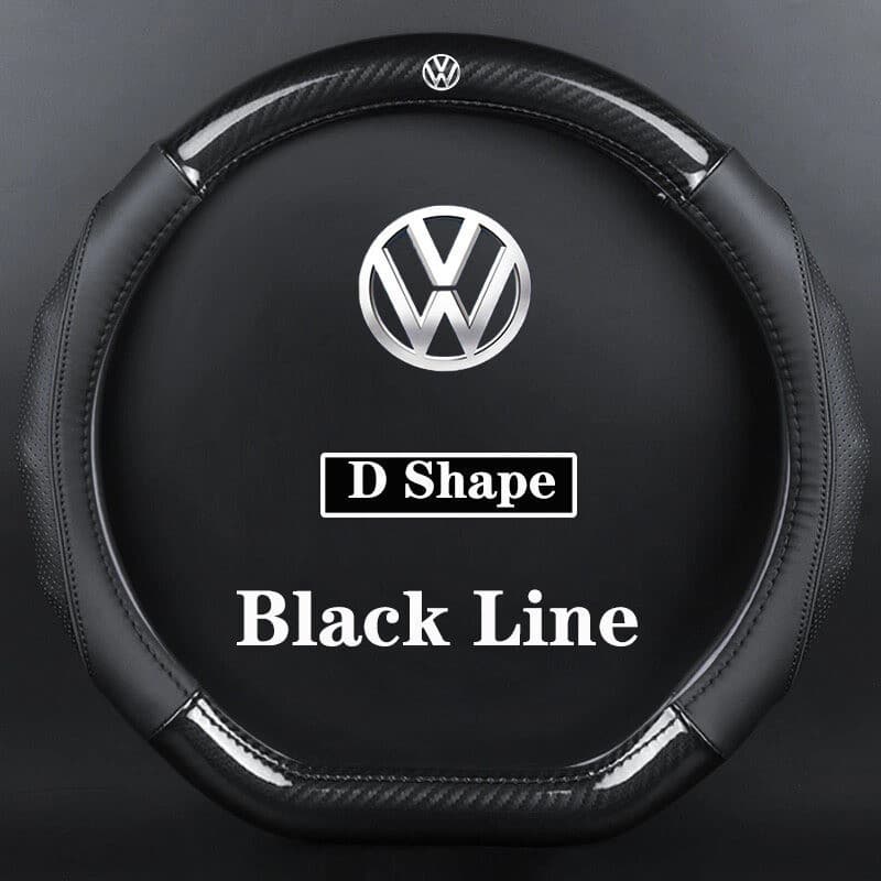 Capa de Volante de Carro em Couro e Fibra de Carbono para Volkswagen VW, Acessórios para Beetle, Golf, Polo, Jetta, Pass