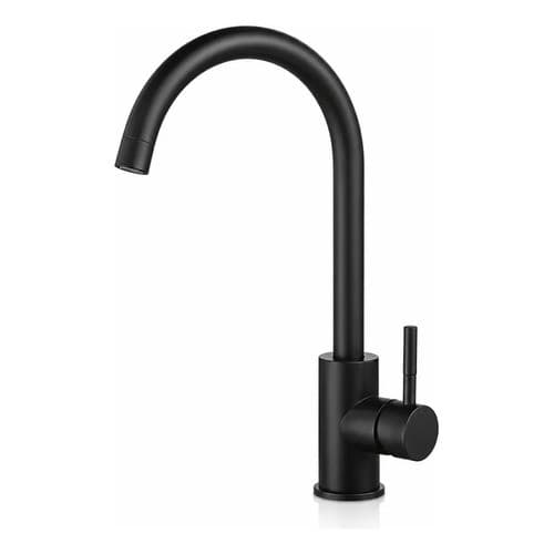 Torneira Para Cozinha Gourmet Monocomando Mesa Bica Alta Metal Preto Fosco Quente e Fria