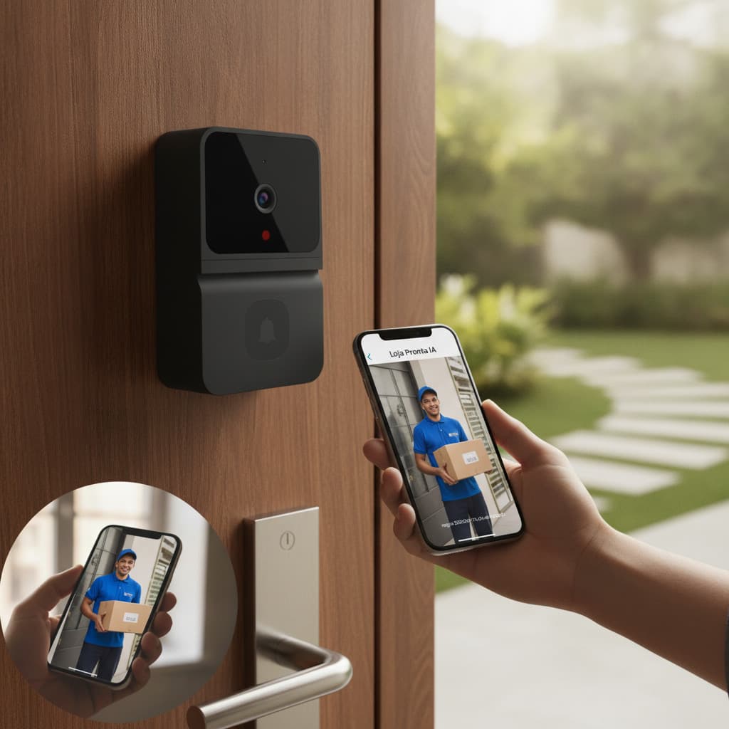 Porteiro Eletrônico Vídeo WiFi Smart Premium Visão Noturna Bivolt App Controle Remoto Seguranca