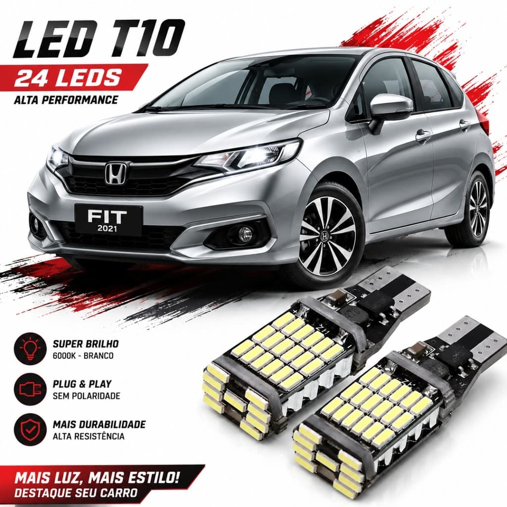 Par Lampada Ultra Led Premium Luz De Ré Honda Fit 14 A 2021