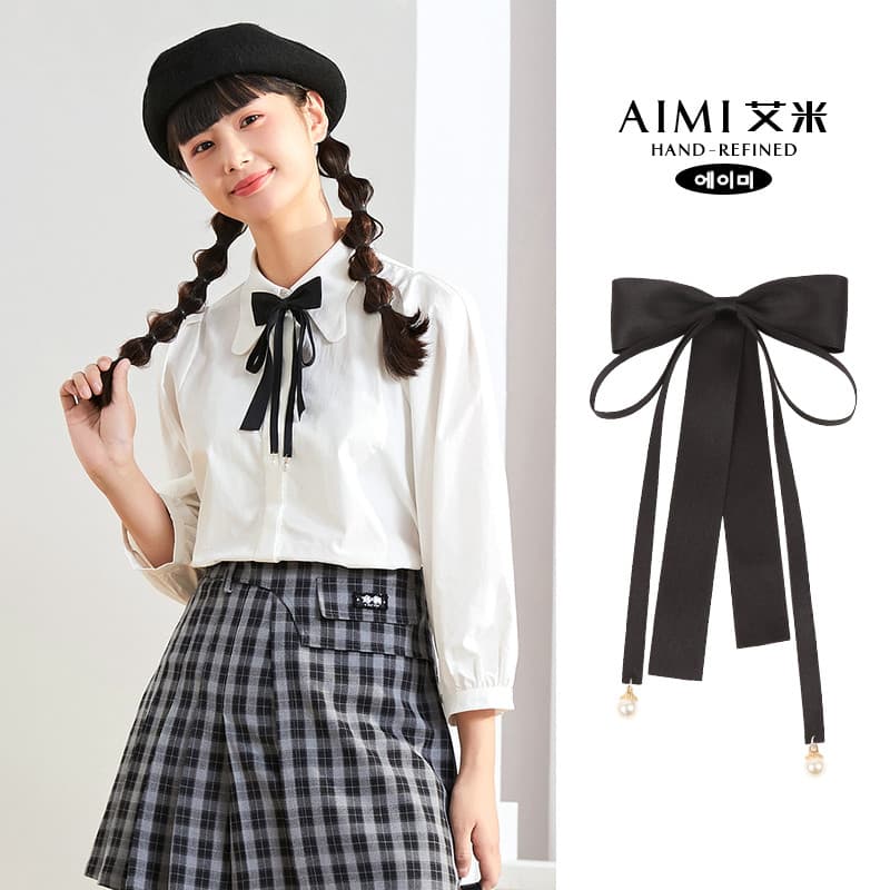 JK gravata borboleta pérola fita estilo Preppy camisa acessórios estudante Commuter cetim All-Match pequeno colar flor a