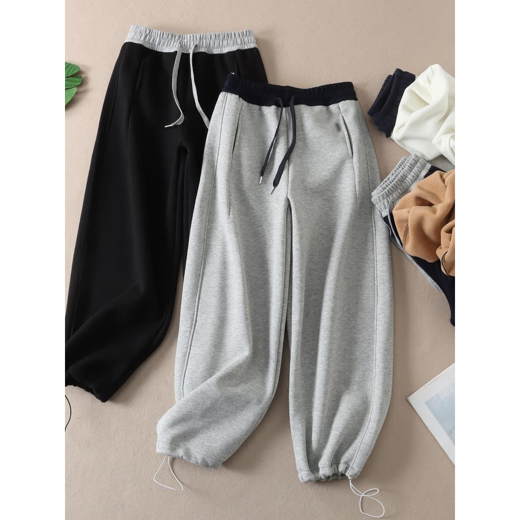 650g ~ calças de duas peças de lã grossa calças casuais femininas inverno cintura alta mais magro olhar versão coreana e