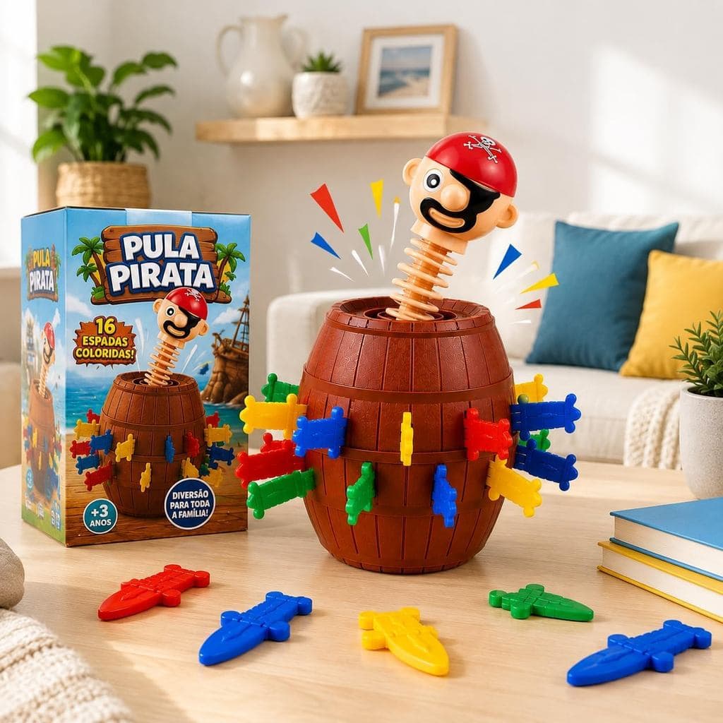 Jogo Pula Pirata 16 Espadas Brinquedo Infantil Educativo Inmetro Sem Pilha