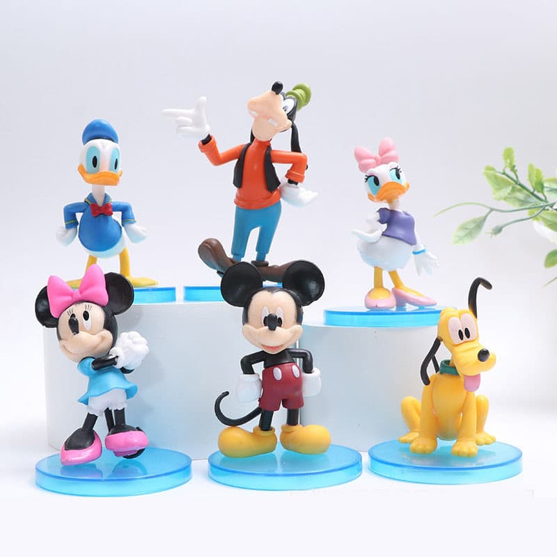 6 Peças de Figuras de Anime em PVC de 6,5cm-8,5cm, Bonecos do Pato Donald e do Pateta, Modelos de Brinquedos para Decora