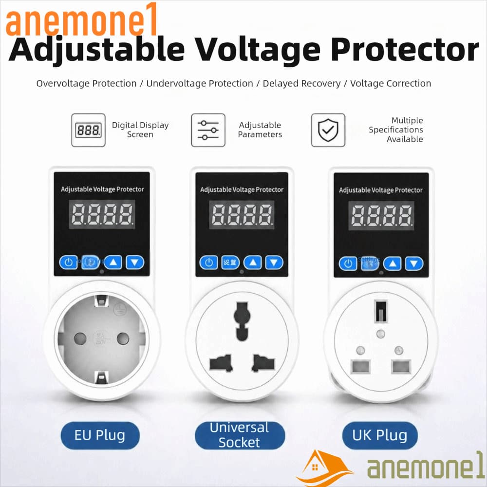 ANEMONE1 Tomada Protetora Automática De Tensão , Protetor Contra Surtos De Energia Ajustável Com Plugue Ue/Reino Unido ,