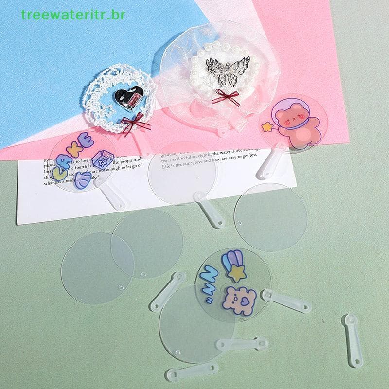 treewateritr 50 Peças 5cm Transparente Mini Ventilador Em Branco Faça Você Mesmo Arte Festa De Aniversário De Casamento
